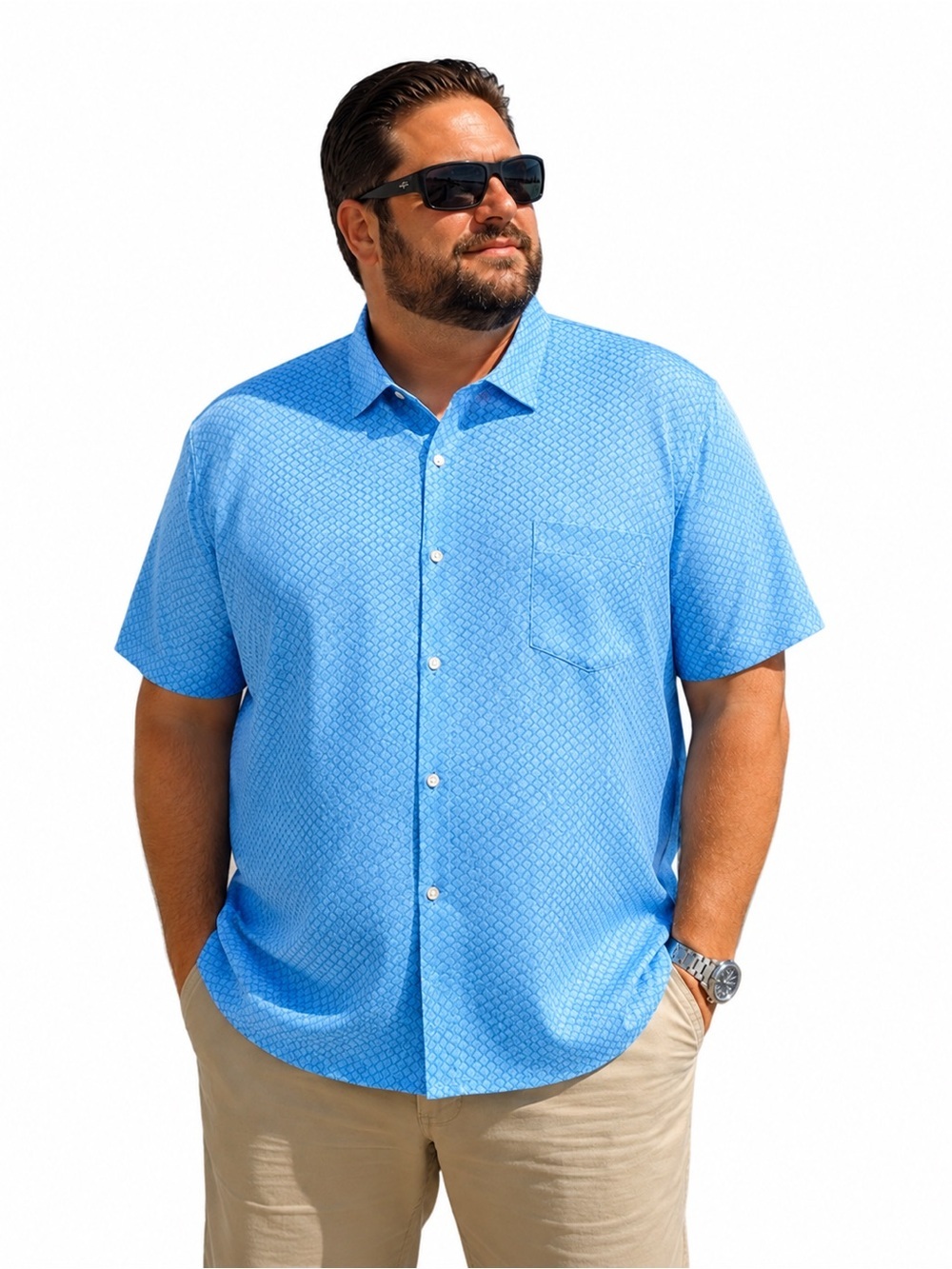 Peter Millar Sky Blue Short-Sleeve Button-Down Shirt